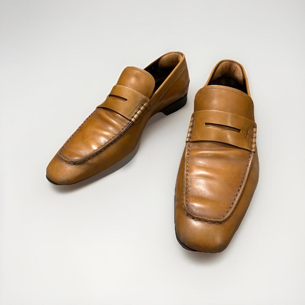 GORGEOUS SALVATORE FERRAGAMO MENS PENNY LOAFERS SIZE 12D WALNUT ITALY RP$895 VGC